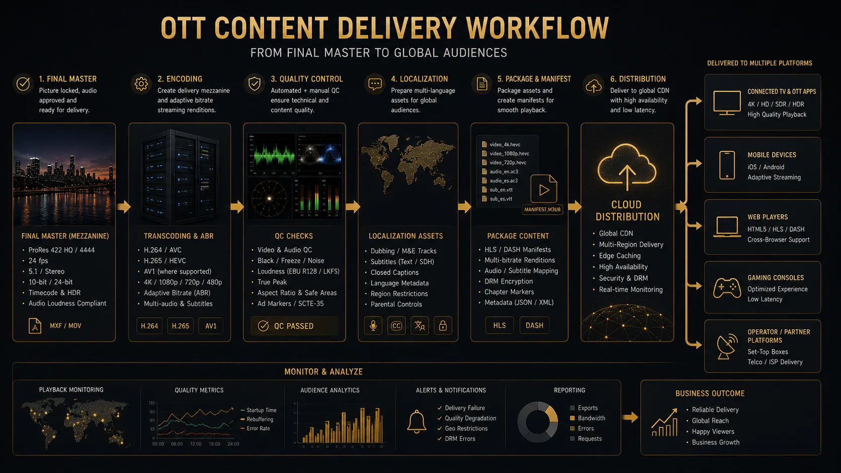 OTT master moving through encoding, localization, quality control and cloud distribution