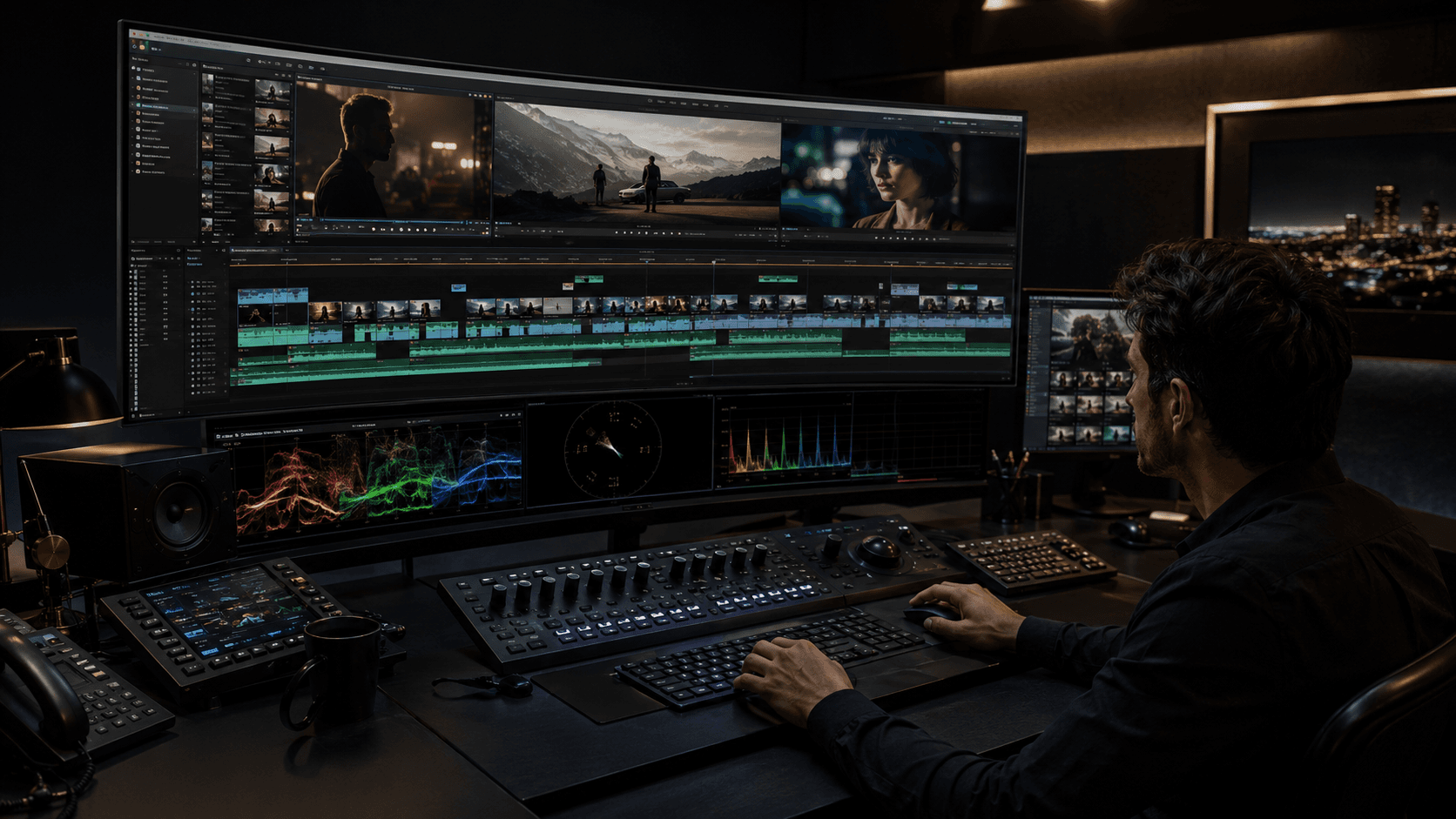 Professional video editor shaping story momentum through different types of cuts